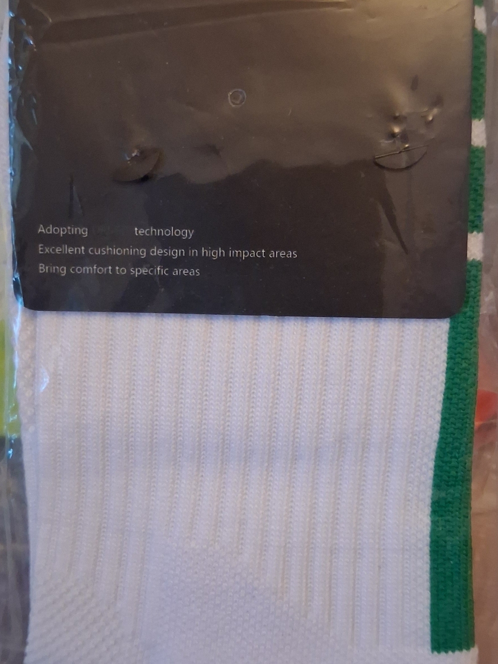 Men's White Athletic Crew Socks with Green Trim Nike NBA Basketball